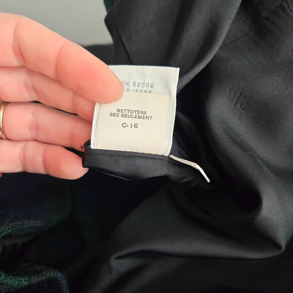 Liz Claiborne size 4 green blue Tartan plaid 3 button long blazer wool blend - Picture 12 of 13